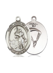 [7053SS7] Sterling Silver Saint Joan of Arc Paratrooper Medal