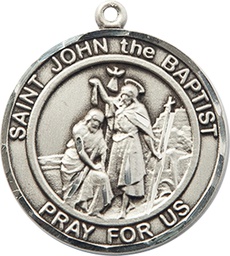 [7054RDSS] Sterling Silver Saint John the Baptist Medal