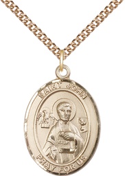 [7056GF/24GF] 14kt Gold Filled Saint John the Apostle Pendant on a 24 inch Gold Filled Heavy Curb chain