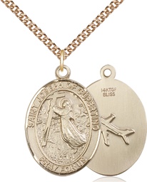 [7057GF/24GF] 14kt Gold Filled Saint Joseph of Cupertino Pendant on a 24 inch Gold Filled Heavy Curb chain