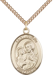 [7058GF/24GF] 14kt Gold Filled Saint Joseph Pendant on a 24 inch Gold Filled Heavy Curb chain