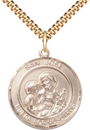 [7058RDSPGF/24GF] 14kt Gold Filled San Jose Pendant on a 24 inch Gold Filled Heavy Curb chain