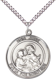 [7058RDSPSS/24SS] Sterling Silver San Jose Pendant on a 24 inch Sterling Silver Heavy Curb chain