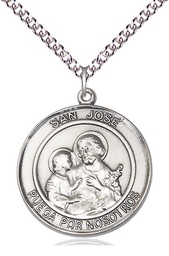 [7058RDSPSS/24SS] Sterling Silver San Jose Pendant on a 24 inch Sterling Silver Heavy Curb chain