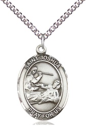 [7059SS/24SS] Sterling Silver Saint Joshua Pendant on a 24 inch Sterling Silver Heavy Curb chain