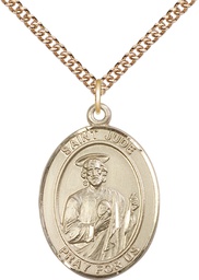 [7060GF/24GF] 14kt Gold Filled Saint Jude Pendant on a 24 inch Gold Filled Heavy Curb chain