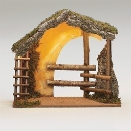 [RO-50910] 21"H Usb Led Italian Stable - For 12" Scale Nativity Figures - Christmas