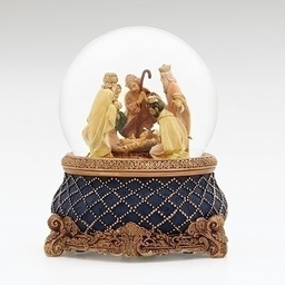 [RO-59090] 6.75&quot;H Musical Nativity Dome - 120Mm; Ornate Base; Wind Up - Christmas