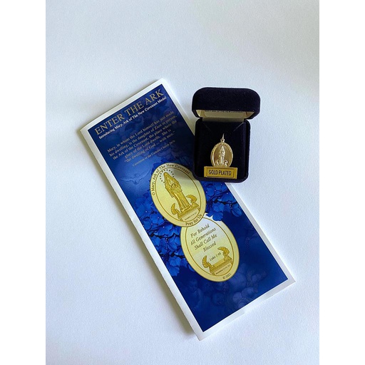 Gold Plated Pewter Mary, Ark of The New Covenant Medal - With Box