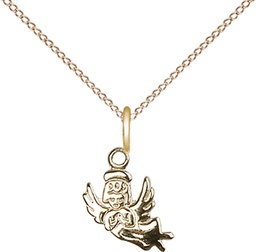 [2128GF/18GF] 14kt Gold Filled Guardian Angel Pendant on a 18 inch Gold Filled Light Curb chain