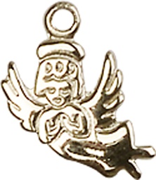 [2128KT] 14kt Gold Guardian Angel Medal