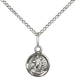 [2340SS/18SS] Sterling Silver Guardian Angel Pendant on a 18 inch Sterling Silver Light Curb chain