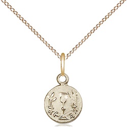 [2515GF/18GF] 14kt Gold Filled Communion Chalice Pendant on a 18 inch Gold Filled Light Curb chain