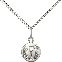 [2515SS/18SS] Sterling Silver Communion Chalice Pendant on a 18 inch Sterling Silver Light Curb chain
