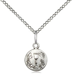 [2515SS/18SS] Sterling Silver Communion Chalice Pendant on a 18 inch Sterling Silver Light Curb chain