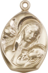 [3001KT] 14kt Gold Madonna &amp; Child Medal