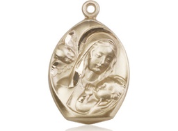 [3001KT] 14kt Gold Madonna &amp; Child Medal