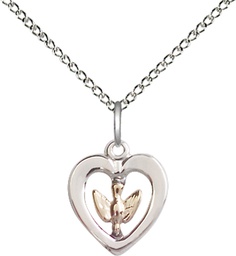 [3146GF/SS/18SS] Two-Tone GF/SS Holy Spirit Pendant on a 18 inch Sterling Silver Light Curb chain