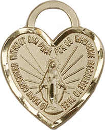 [3201KT] 14kt Gold Miraculous Heart Medal