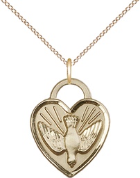 [3205GF/18GF] 14kt Gold Filled Confirmation Heart Pendant on a 18 inch Gold Filled Light Curb chain