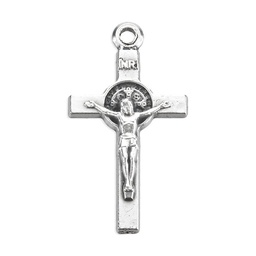 [HI-22239] 3/4&quot; Silver Oxidized St. Benedict Crucifix