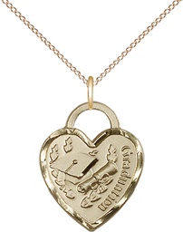 [3206GF/18GF] 14kt Gold Filled Graduation Heart Pendant on a 18 inch Gold Filled Light Curb chain