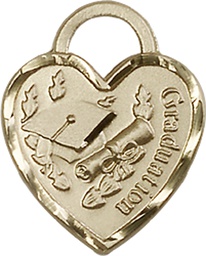 [3206KT] 14kt Gold Graduation Heart Medal