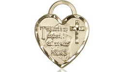 [3211KT] 14kt Gold Lord Is My Shepherd Heart Medal