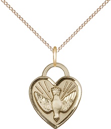 [3405GF/18GF] 14kt Gold Filled Confirmation Heart Pendant on a 18 inch Gold Filled Light Curb chain